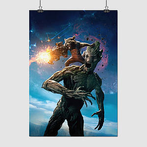 Плакат "Вартові Галактики, Грут та Єнот Ракета, Guardians of the Galaxy, Groot", 60×42см