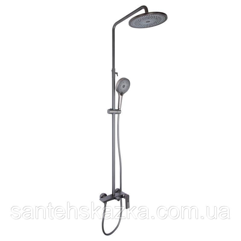 Душова система для душу Qtap Slavonice на два споживачі QTSLA110GMB45913 Gunmetal Black PVD, фото 1