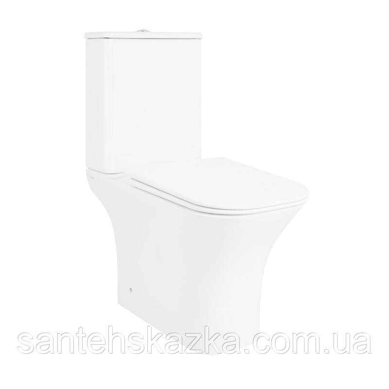Унітаз-компакт безобідковий Qtap Presto із сидінням Soft-close, фото 1