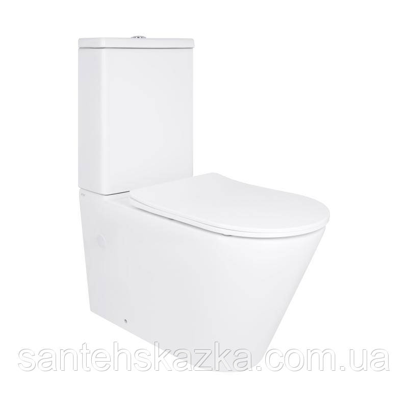 Унітаз підлоговий Qtap Vlasta Ultra Quiet безобідковий із сидінням Soft-close WHITE QT28228300W, фото 1