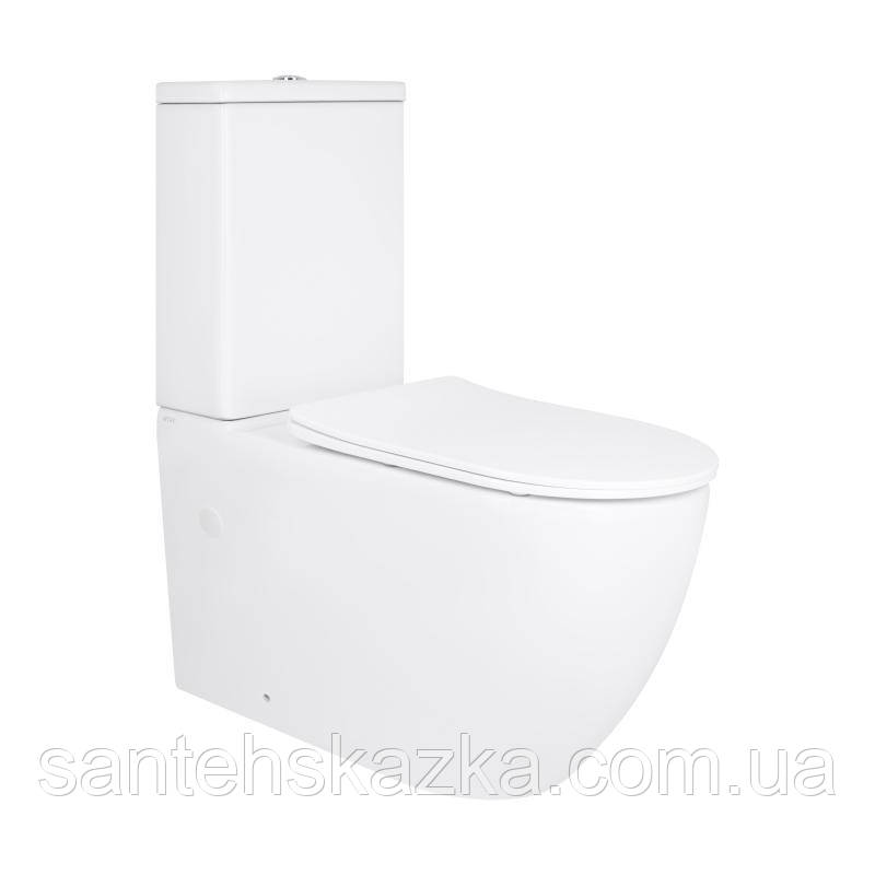 Унітаз підлоговий Qtap Grand Ultra Quiet безобідковий із сидінням Soft-close WHITE QT26228301W, фото 1