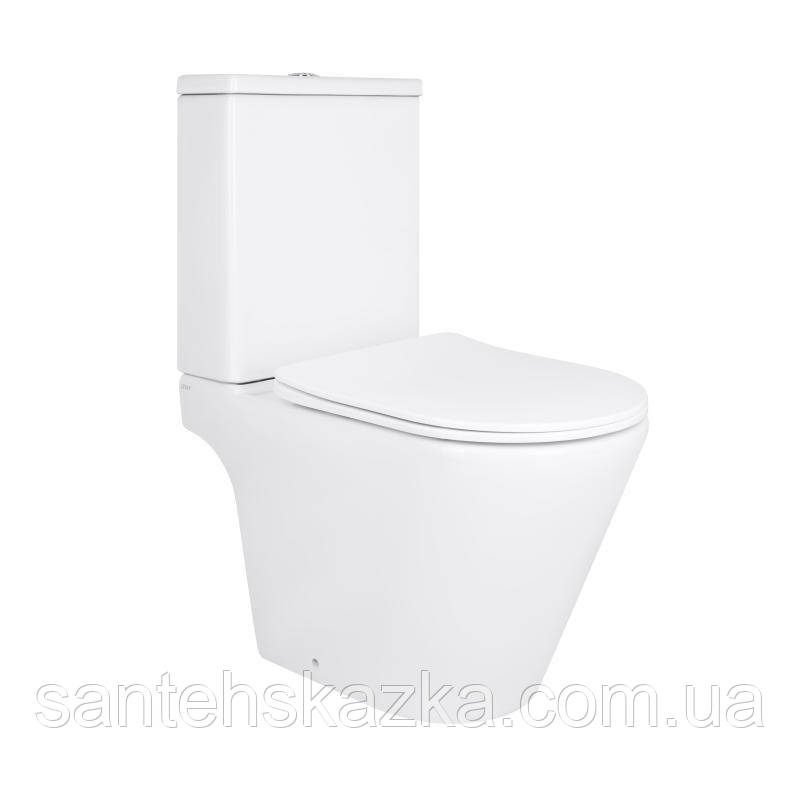 Унітаз підлоговий Qtap Dove Rimless безобідковий із сидінням Soft-close WHITE QT06228380BW, фото 1