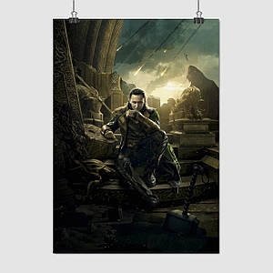 Плакат "Локі, Том Гіддлстон, Месники, Супергерої, Loki, Tom Hiddleston, Thor", 60×43см