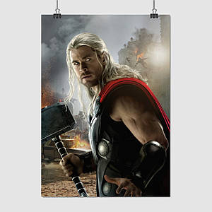 Плакат "Тор: Царство темряви, Бог Грома з Мьольніром, Thor 2: Dark World (2013)", 60×43см