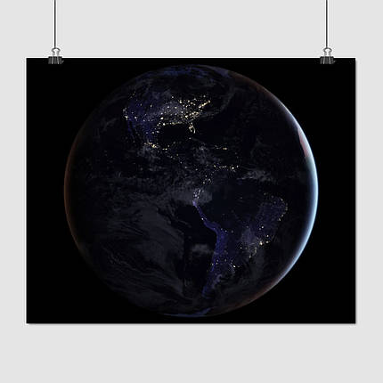 Плакат "Земля з космосу, нічний бік, Earth", 48×60см, фото 1