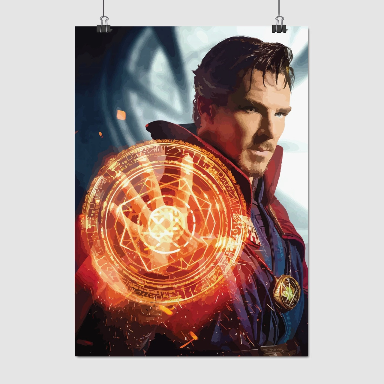 Плакат "Доктор Стрендж, Камбербетч, стилізація, Doctor Strange", 60×43см