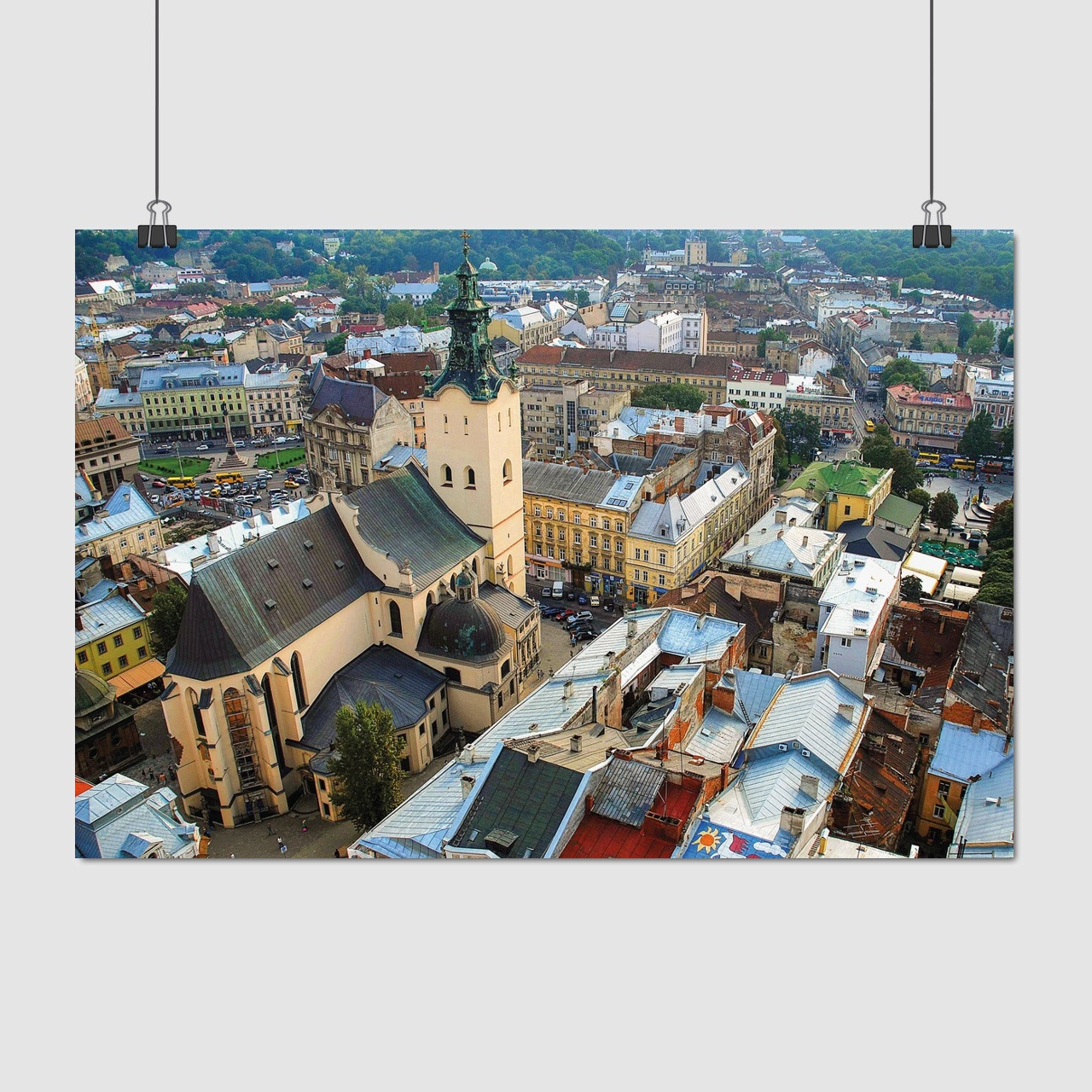 Плакат "Львів, Латинський катедральний собор, Катедра, Cathedral Basilica of the Assumption, Lviv", 40×60см