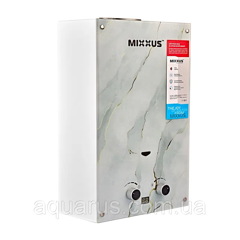 Газова колонка MIXXUS GWH-0510 BASIC GLASS димохідна 10 л/хв (панель зі скла з малюнком) (WH0026)