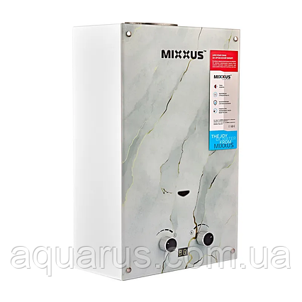 Газова колонка MIXXUS GWH-0510 BASIC GLASS димохідна 10 л/хв (панель зі скла з малюнком) (WH0026), фото 1