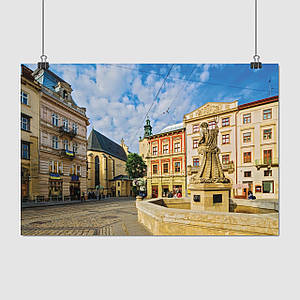 Плакат "Площа Ринок, Львів, Україна, Lviv", 40×60см
