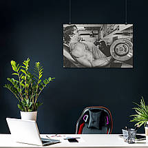 Плакат "Арнольд Шварценеггер, тренування з гантелей, 1975р, Arnold Schwarzenegger", 38×60см, фото 3