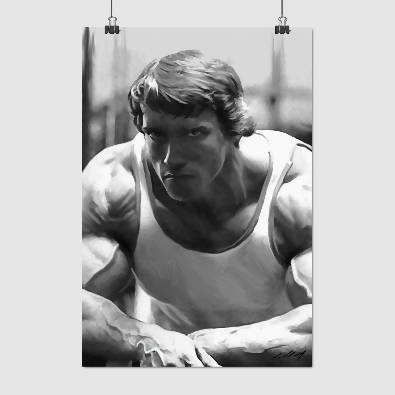 Плакат "Арнольд Шварценеггер, малюнок, репродукція, Arnold Schwarzenegger", 60×41см