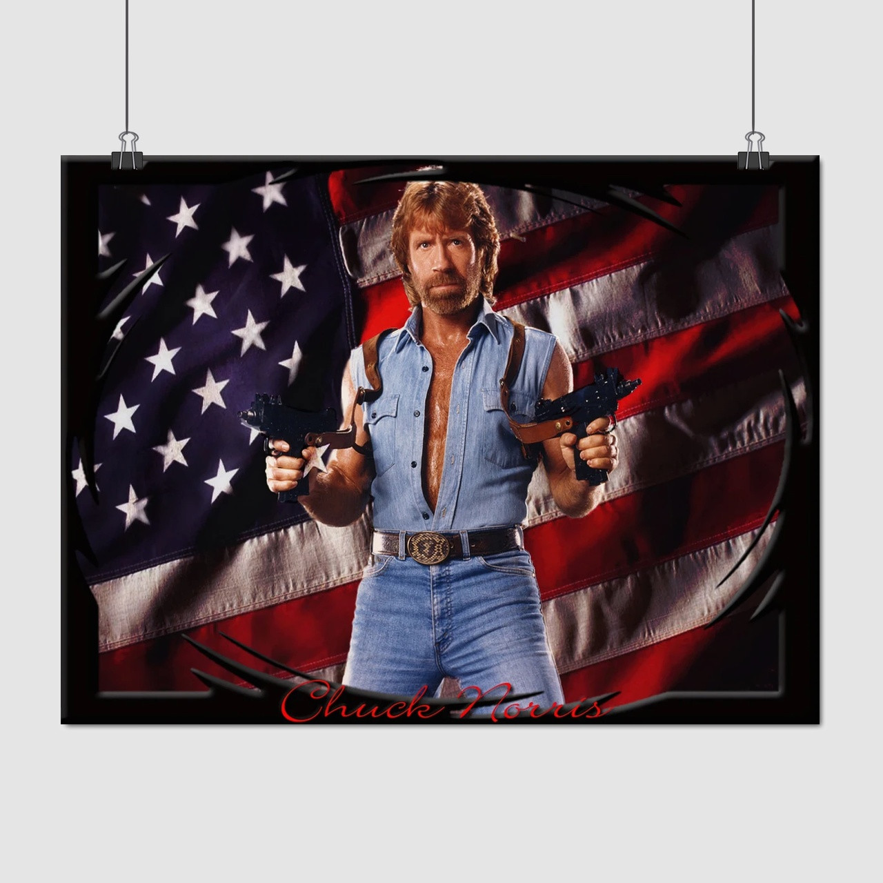 Плакат "Вторгнення в США, Чак Норріс з автоматами, Chuck Norris, Invasion U.S.A. (1985)", 45×60см