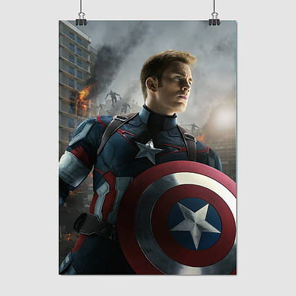 Плакат "Капітан Америка з щитом, Captain America", 60×43см, фото 1