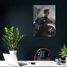 Плакат "Капітан Америка з щитом, Captain America", 60×43см, фото 4