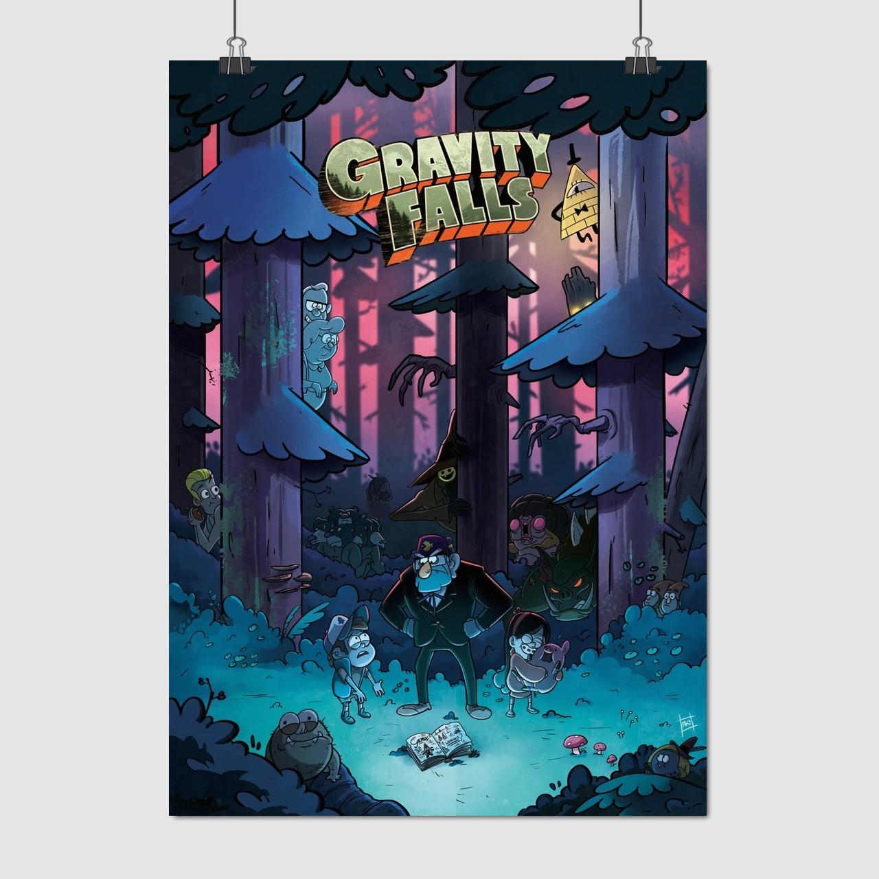 Плакат "Гравіті Фолз, ніч у лісі, Gravity Falls", 60×43см