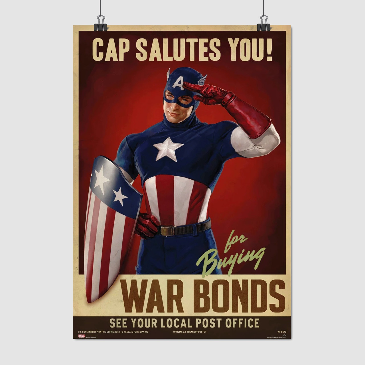 Плакат "Капітан Америка, ретро, Captain America Salutes You", 60×43см