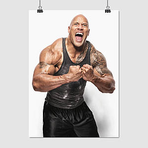 Плакат "Двейн Джонсон (Скеля), Dwayne Johnson (The Rock)", 60×43см