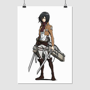 Плакат "Атака на титанів, Мікаса Аккерман, Attack on Titans", 60×43см