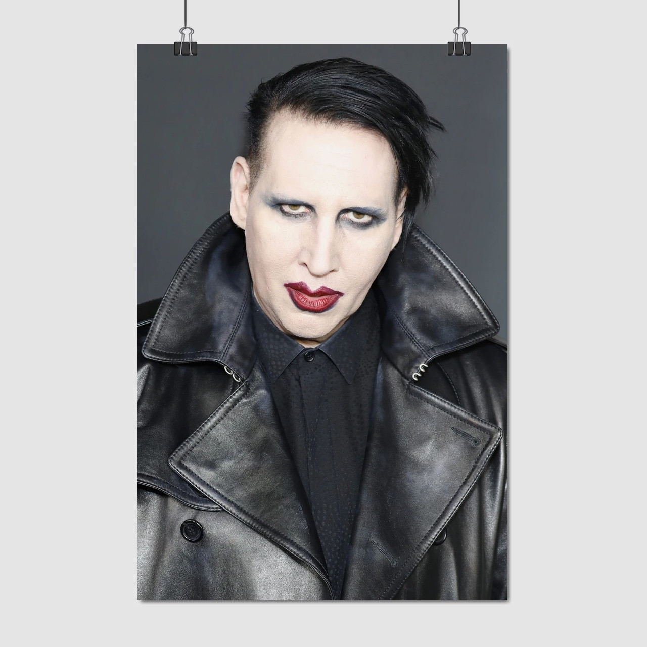 Плакат "Мерілін Менсон у шкіряній куртці, Marilyn Manson", 60×41см