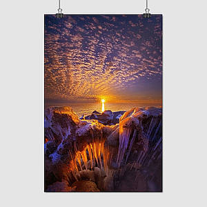 Плакат "Арктичний лід і захід сонця, природа", 60×40см