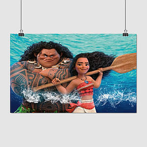 Плакат "Моана та Мауї з веслом, Moana", 38×60см