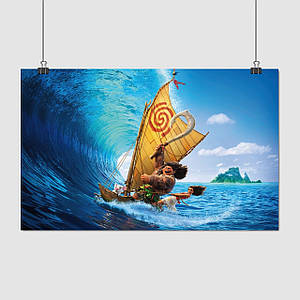 Плакат "Мауї серфіт на човні, Moana", 38×60см