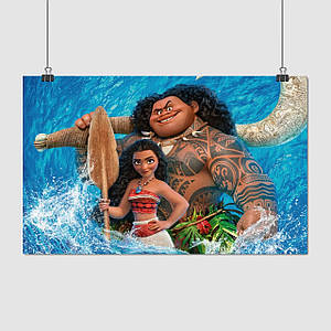 Плакат "Моана та Мауї у воді, Moana", 38×60см
