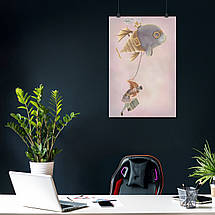 Плакат "Дівчинка та кит, стимпанк, арт", 60×40см, фото 3