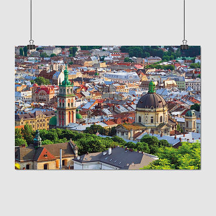 Плакат "Львів, вид на центр з висоти, Lviv", 40×60см, фото 1