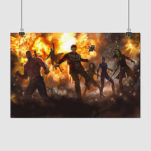 Плакат "Вартові Галактики, головні герої, Guardians of the Galaxy", 39×60см