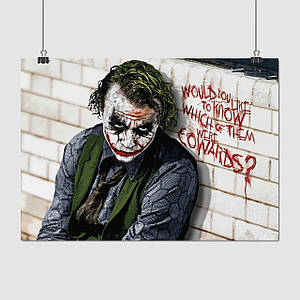 Плакат "Джокер, у білої стіни з написом, Joker", 43×60см