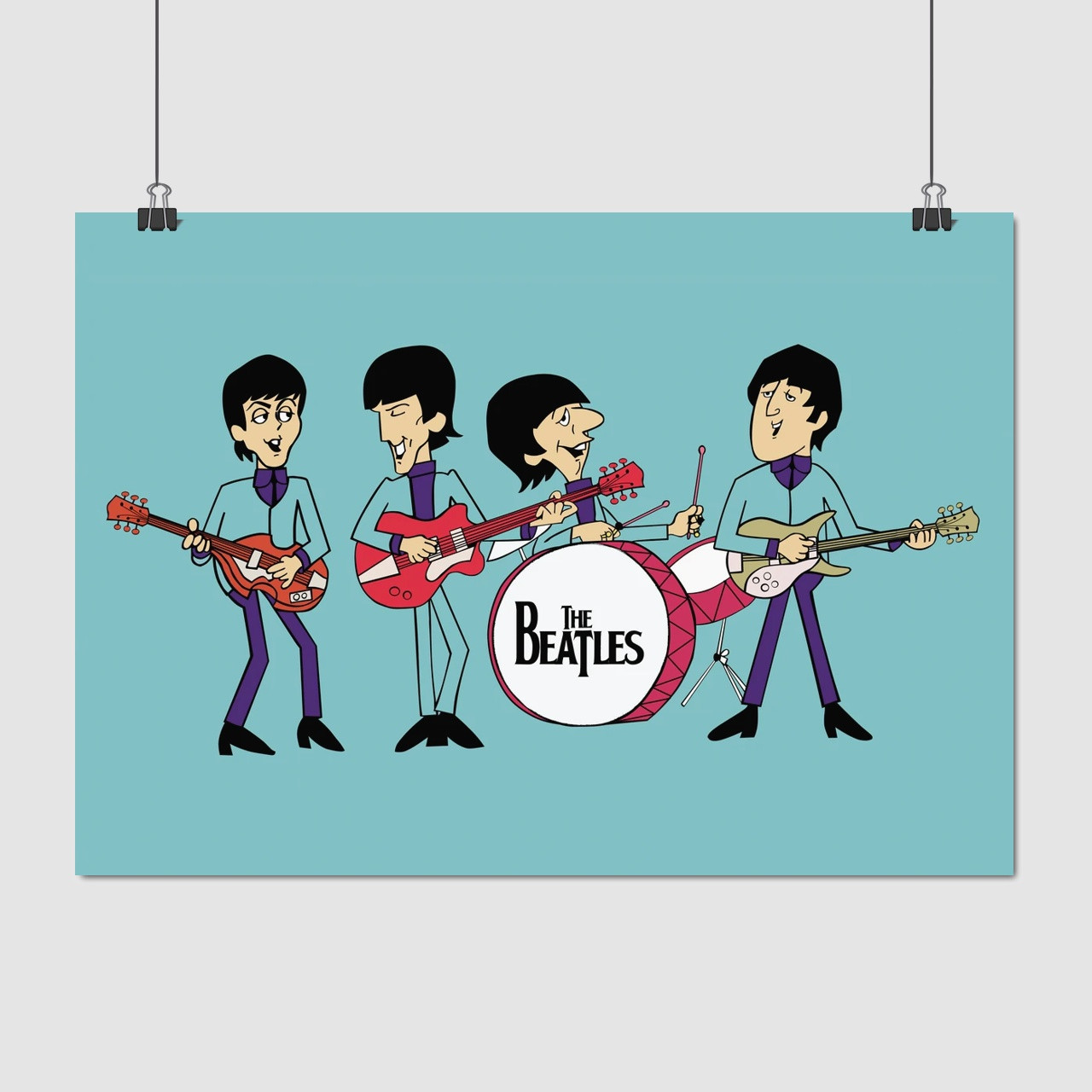 Плакат "Бітлз, карикатура, Beatles", 43×60см