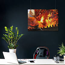 Плакат "Дракон та воїн на стіні замку", 60×42см, фото 3