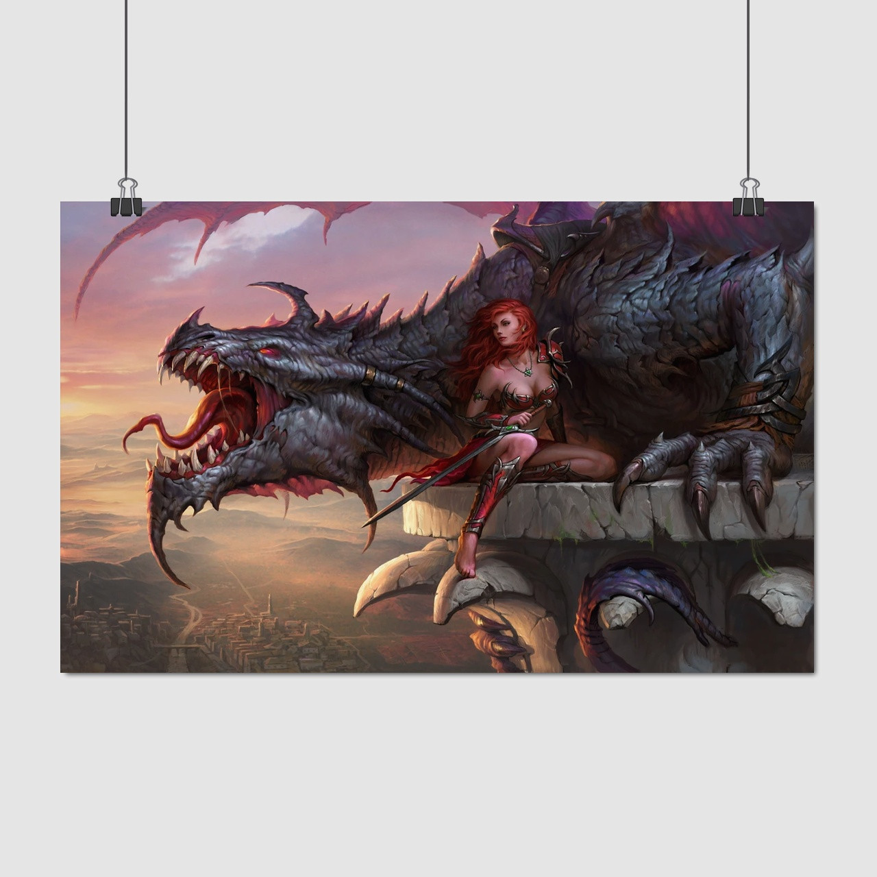 Плакат "Дракон та наїзниця", 38×60см