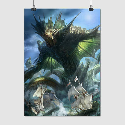 Плакат "Отець Дагон, Пантеон богів Лавкрафта, Ктулху, Father Dagon, Lovecraft", 60×43см, фото 1