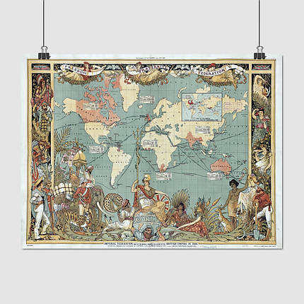 Плакат "Стародавня карта Землі, Earth Ancient Map", 43×60см, фото 1