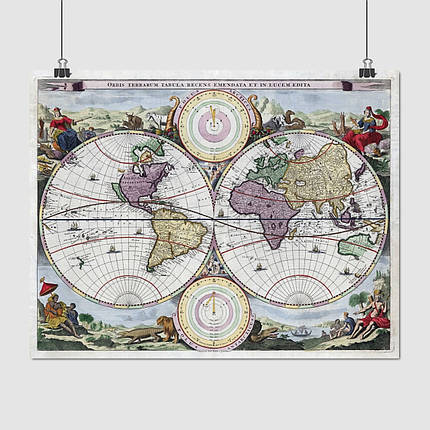 Плакат "Стародавня карта Землі, Earth Ancient Map", 47×60см, фото 1