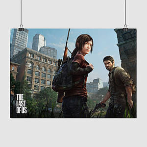 Плакат "Останні з нас, Еллі і Джоел на фоні міста, Last Of Us", 43×60см