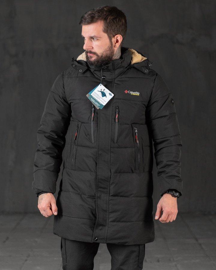 Куртка Чоловіча зимова подовжена Columbia Black ВТ0532 ТМ, фото 1