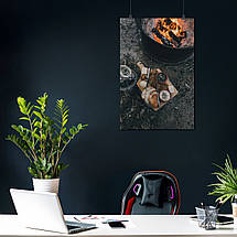 Плакат "Вогонь у казанку та дерев'яна дошка з їжею", 60×40см, фото 3