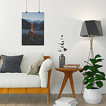 Плакат "Скандинавський пейзаж, багаття біля води", 60×40см, фото 4