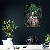 Плакат "Ктулху і культістка, Ktulhu, Lovecraft", 60×44см, фото 3