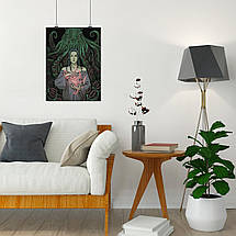 Плакат "Ктулху і культістка, Ktulhu, Lovecraft", 60×44см, фото 4
