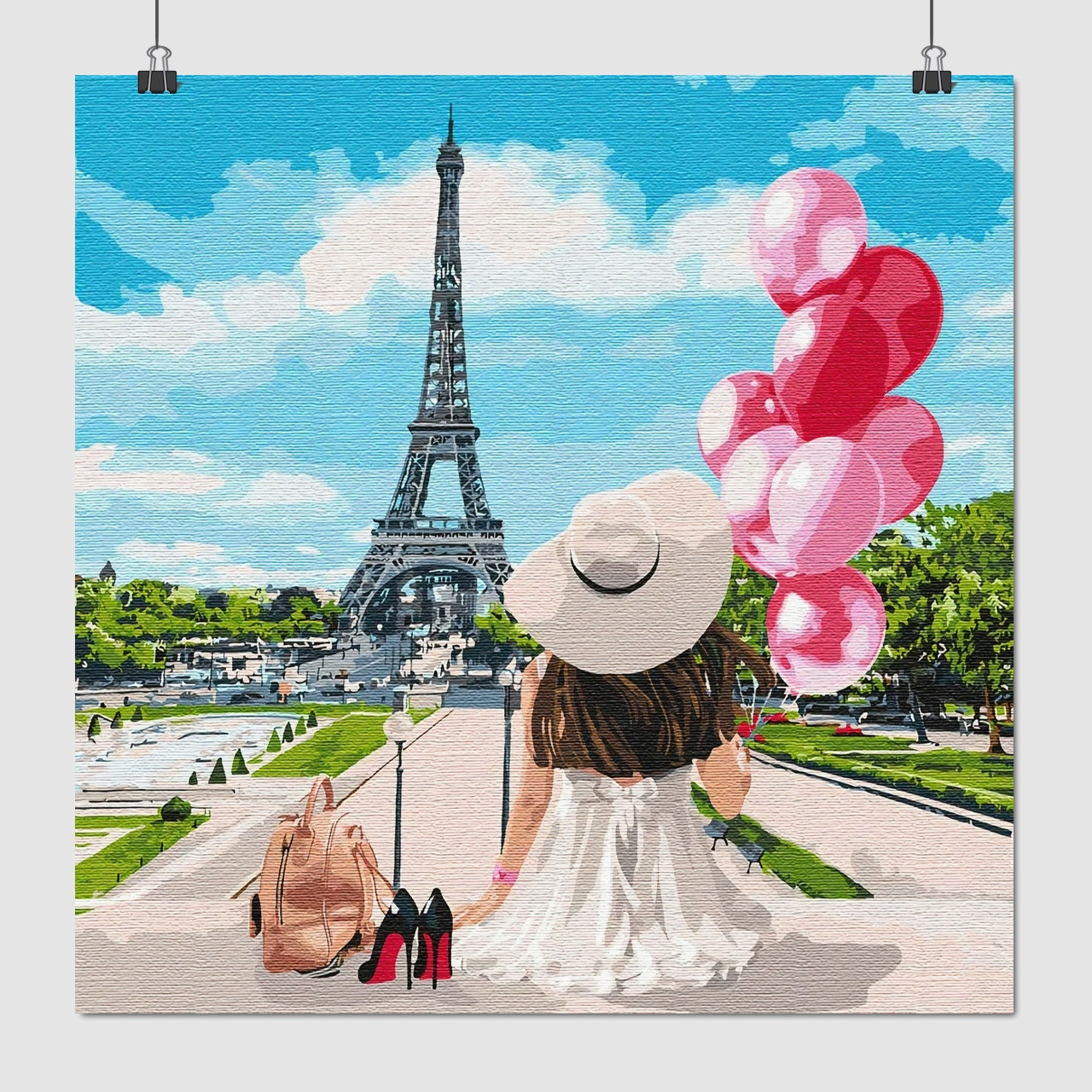 Плакат "Париж, репродукція малюнка, Paris, France", 60×60см