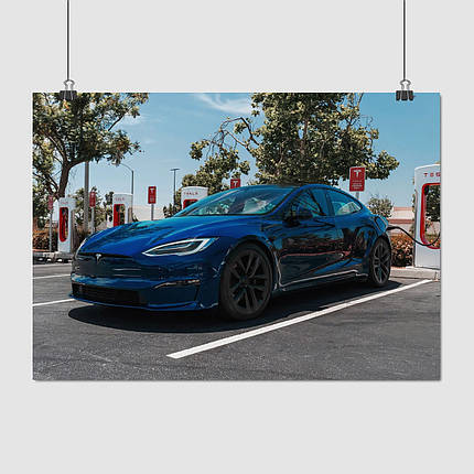 Плакат "Tesla Model S Plaid (2022)", 42×60см, фото 1