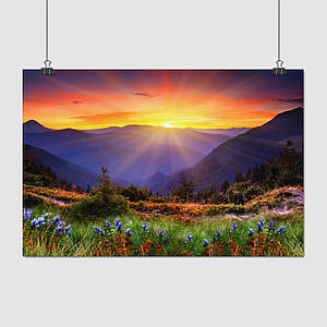 Плакат "Нова Зеландія, світанок у горах, New Zealand", 40×60см