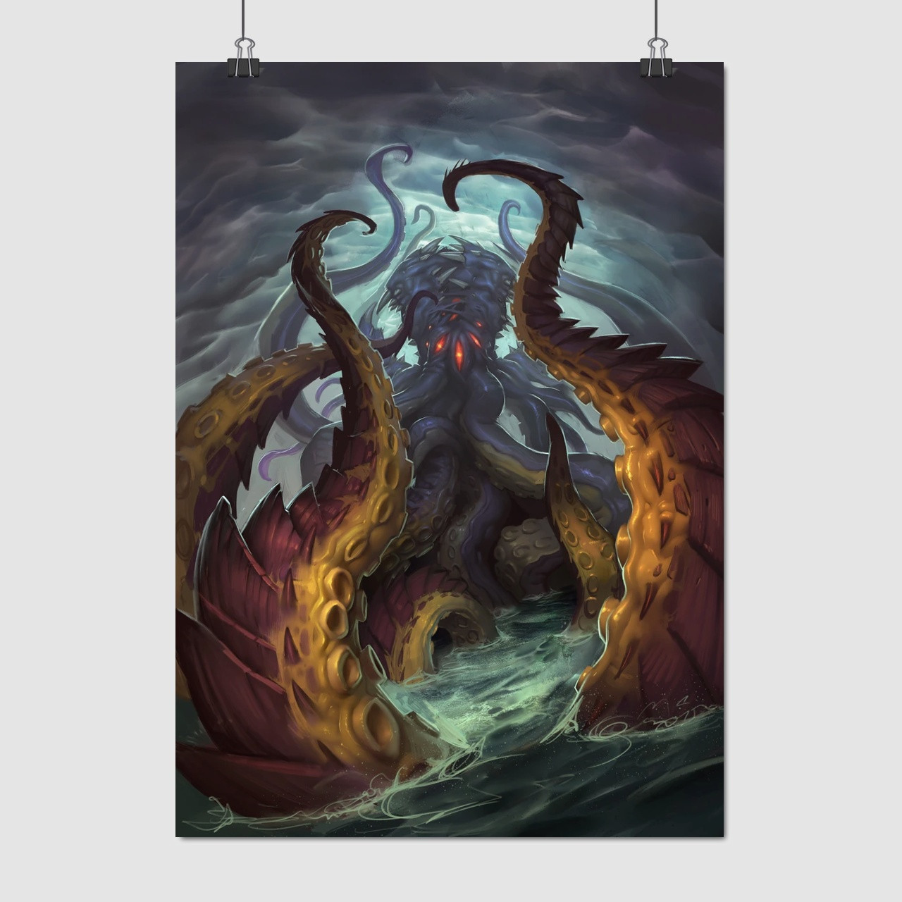 Плакат "Варкрафт, древній бог Азероту Н'Зот, Лавкрафт, N'Zoth, WarCraft", 60×43см