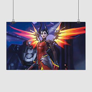 Плакат "Овервотч, Милість, костюм демона, Overwatch, Mercy", 36×60см