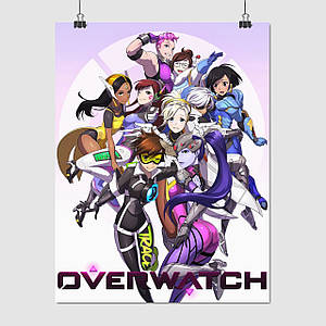 Плакат "Овервотч, жіночі персонажі, Overwatch", 60×46см